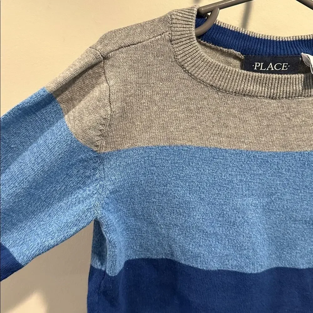 The Children's Place XS (4) Crewneck‎ Blue/Gray Colorblock Pullover Sweater NWOT